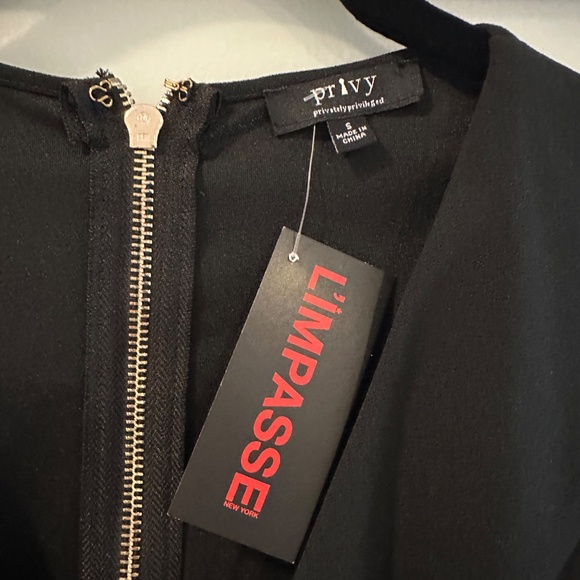 Limpasse Privy NYC Black Deep V Mini Dress with Sheer Mesh Sleeves Size S - Picture 9 of 16